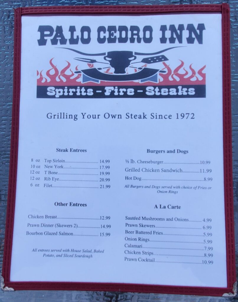 Palo Cedro Inn Menu 4