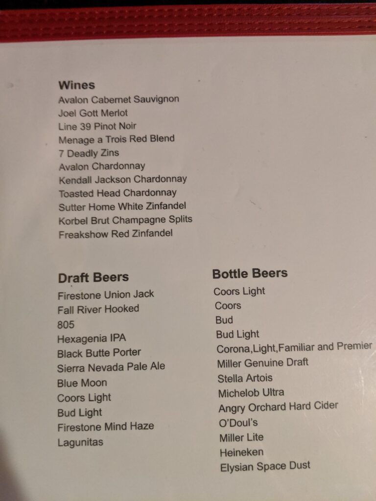 Palo Cedro Inn Menu 5