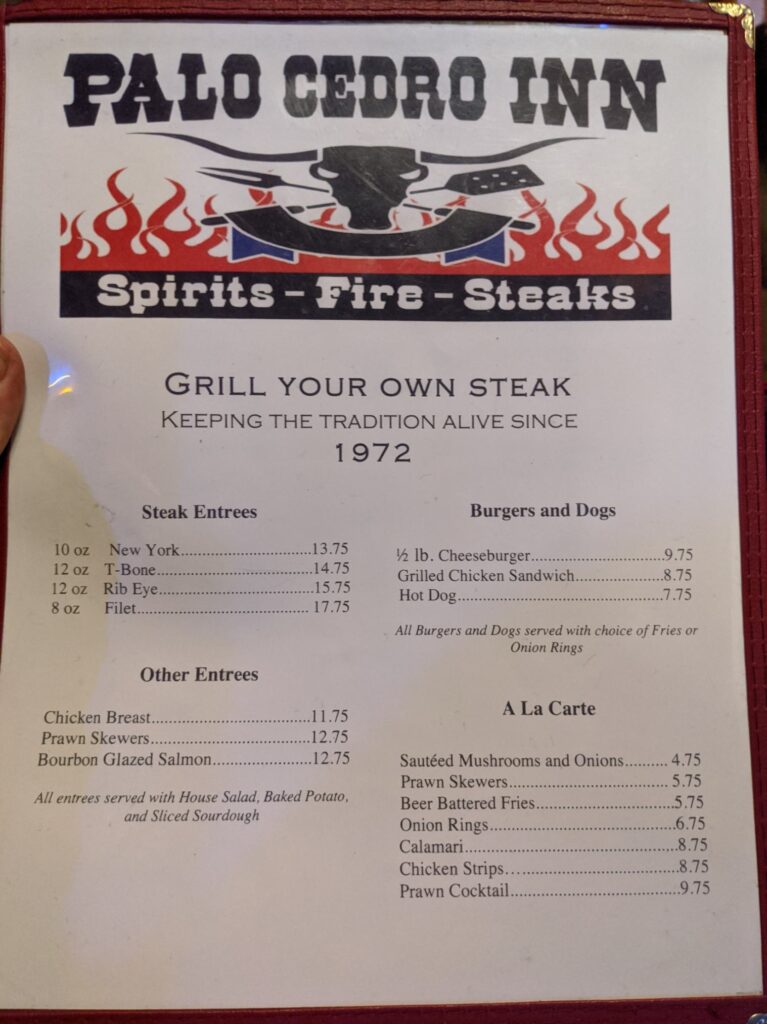 Palo Cedro Inn Menu 6