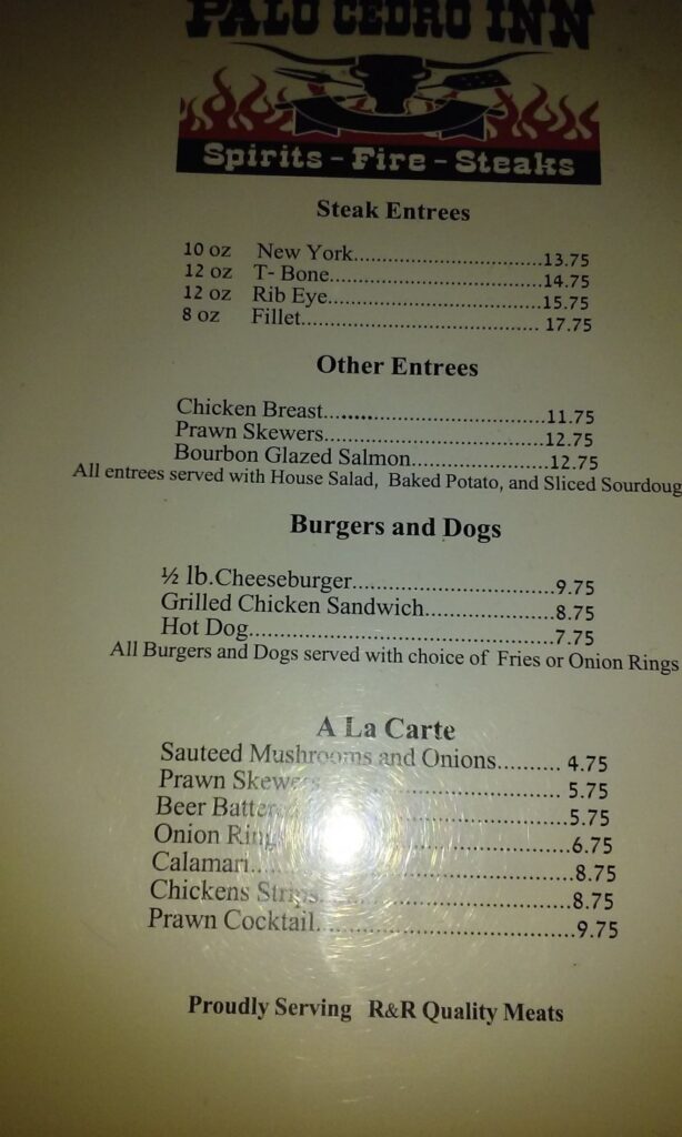 Palo Cedro Inn Menu 8